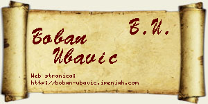Boban Ubavić vizit kartica